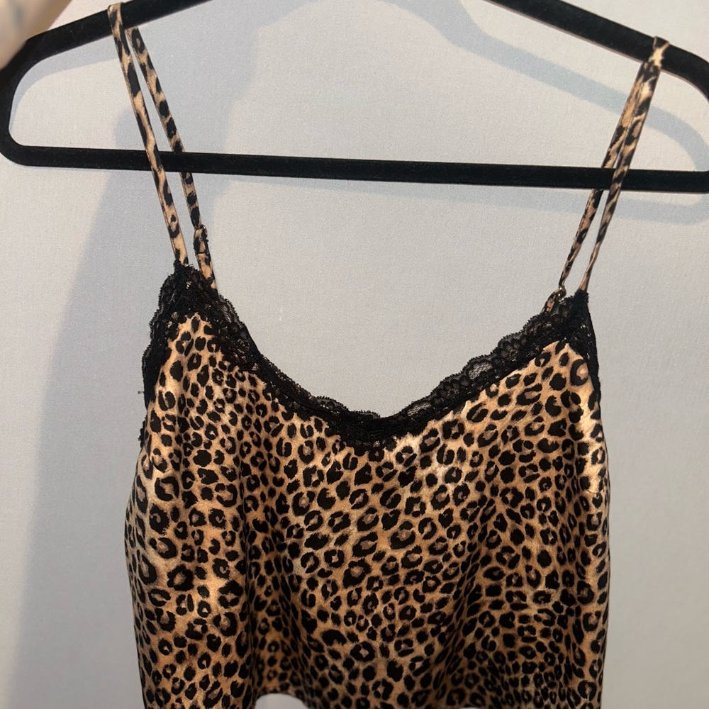 Leopard Print Cami with Lace Trim